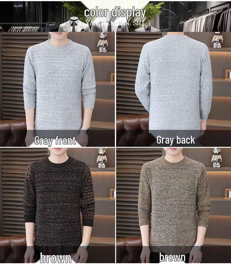 Herren Pullover aus dicker Strickware für Herbst/Winter - Hohe Qualität, Rundhals, Freizeitkleidung
