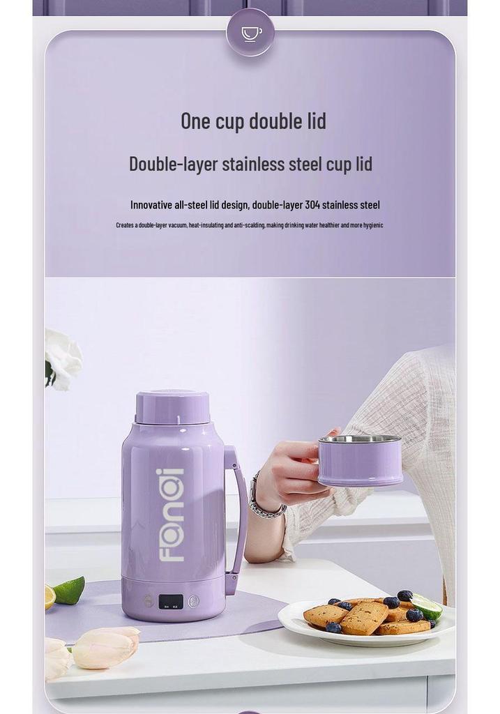Compact Travel Electric Kettle: Portable Insulated Heating Cup for Boiling Water.