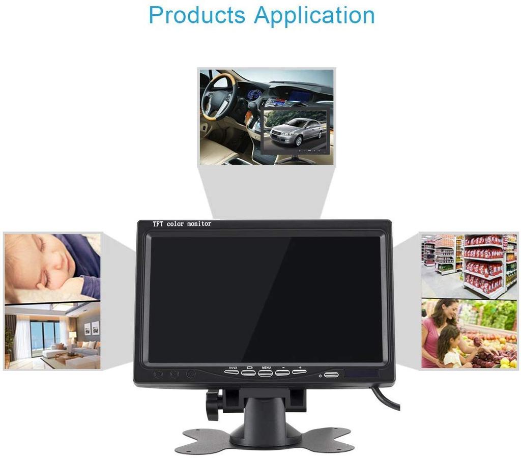 OBEST LCD 24V to 12V Remote Control Direct Power Backup Dual Video Headrest Monitor Frame 7-inch On-Dash Monitor, Compatible, Switchable, Connection,