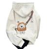 2025 hooded sweater fashion trend versatile men's fleece thickened printing autumn and winter loose women's leisure