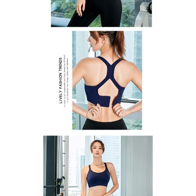 Seamless Breathable Sports Bra Back Closure Cross Back Push Up For Yoga Running