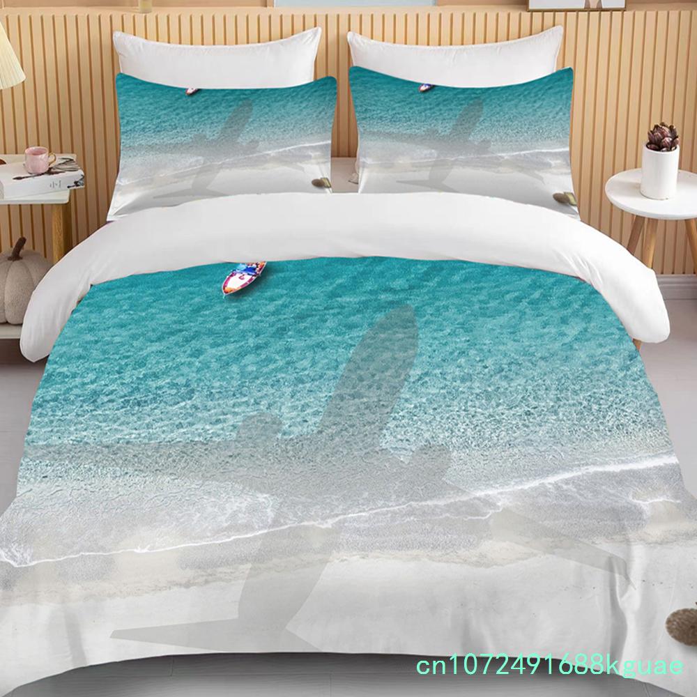 Комплект постельного белья Ocean Coast Beach Пододеяльник Комплект синей морской звезды Постельный комплект Детский подростковый ракушка Домашний текстиль Летнее покрывало Пододеяльник