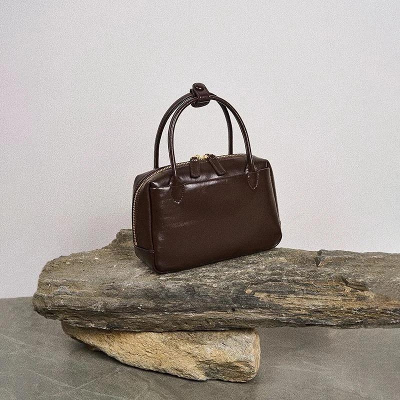 Leather Bag 2025 Small Square Women s Genuine Leather Handbag High-end Niche Crossbody Designer Luxury Bag 22X8X16CM
