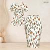 Women Plus Size White Short Sleeve Round Neck Halloween Print Peplum Top And Pencil Skirt Set