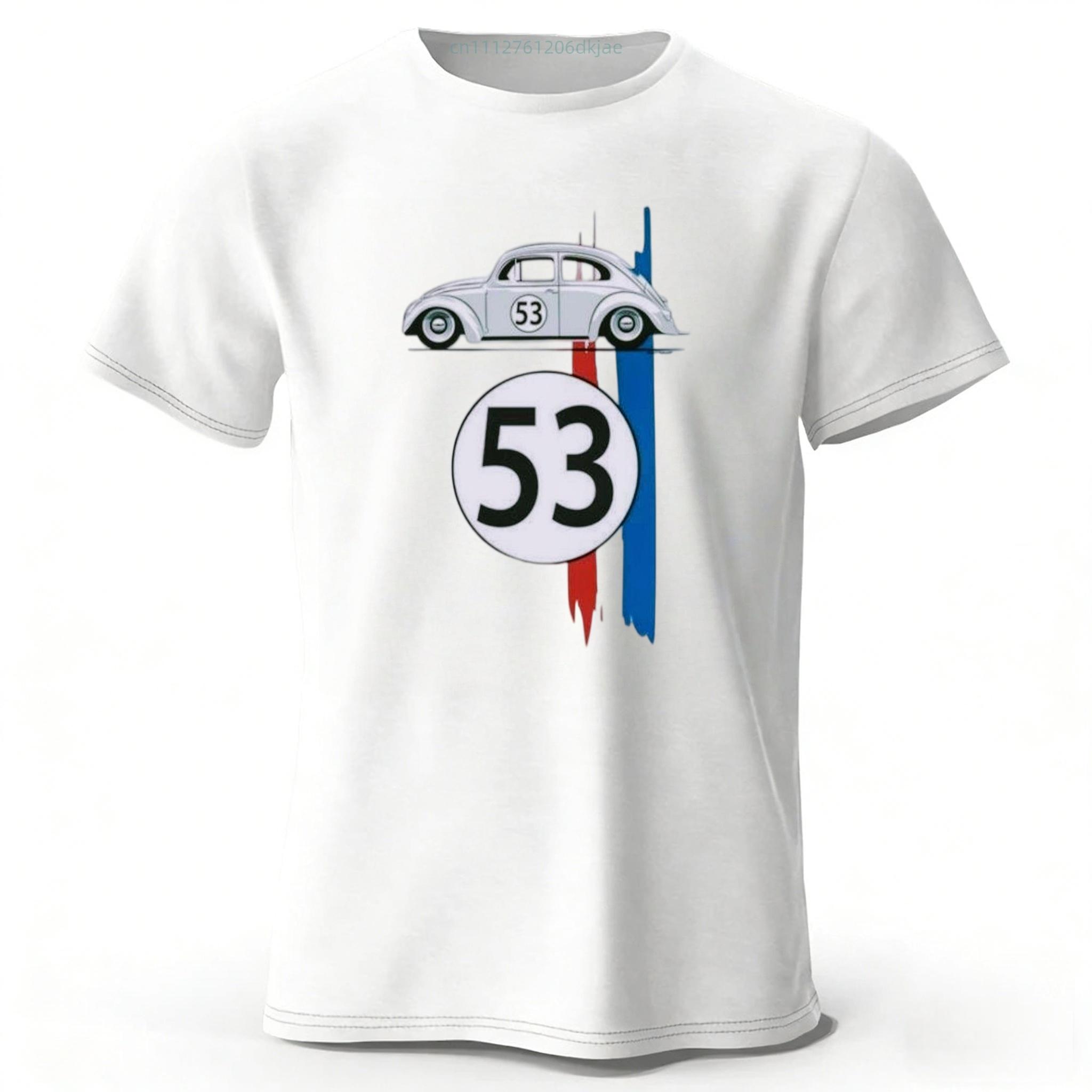

Summer Funny 53 Beetle Pure Cotton Short Sleeves Men s Street Casual Top Fashionable Soft T-shirt XXL белый