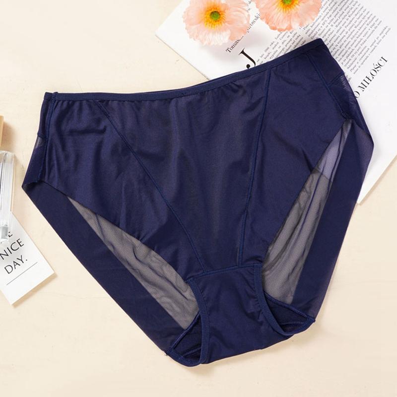 Simple Seamless Breathable Ice Silk Hollow Mesh Women's Underwear Mid-waist Briefs Sexy and Comfortable Underwear