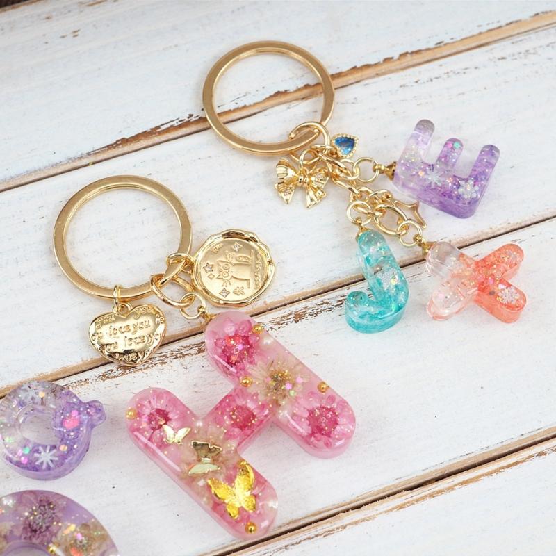 Glänzende Englische Alphabet Ohrringe Silikon Epoxidharz Form DIY Schlüsselanhänger Anhänger Schmuck für Gepäckanhänger Tasche Zubehör