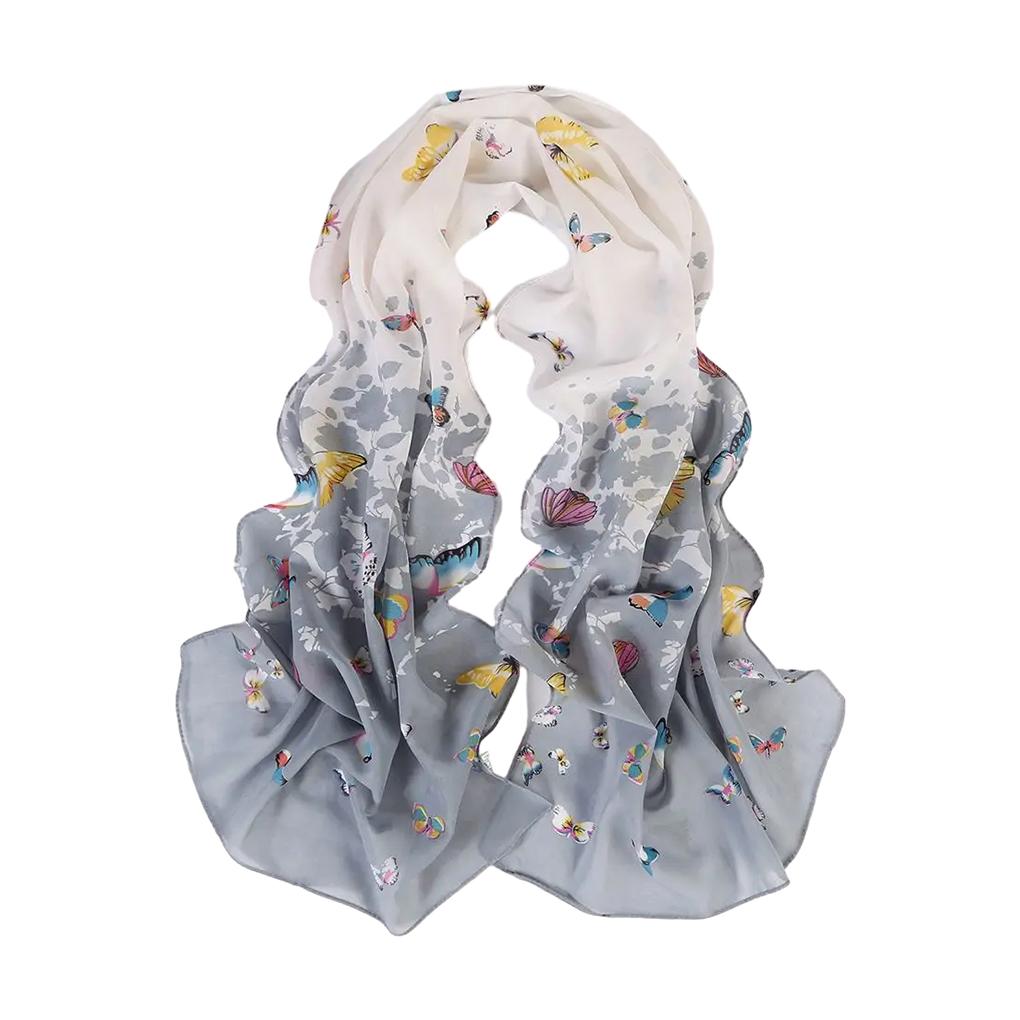 

Fashion Women Long Soft Scarf Wraps Sunscreen Chiffon Butterfly Floral Shawl no2