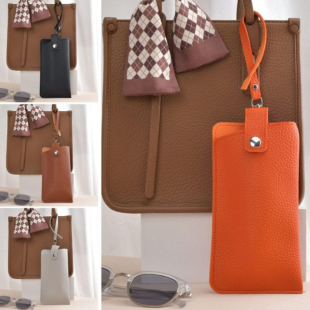 

with Lanyard Sunglasses Pouch PU Leather Hanging Sunglasses Eyewear Accessories помаранчевий