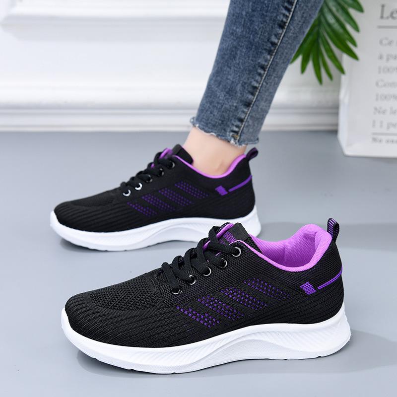 Shoes Women's Casual Soft Sole Sports Shoes Breathable Single Shoes Flying Woven Mesh Shoes Running Shoes Women