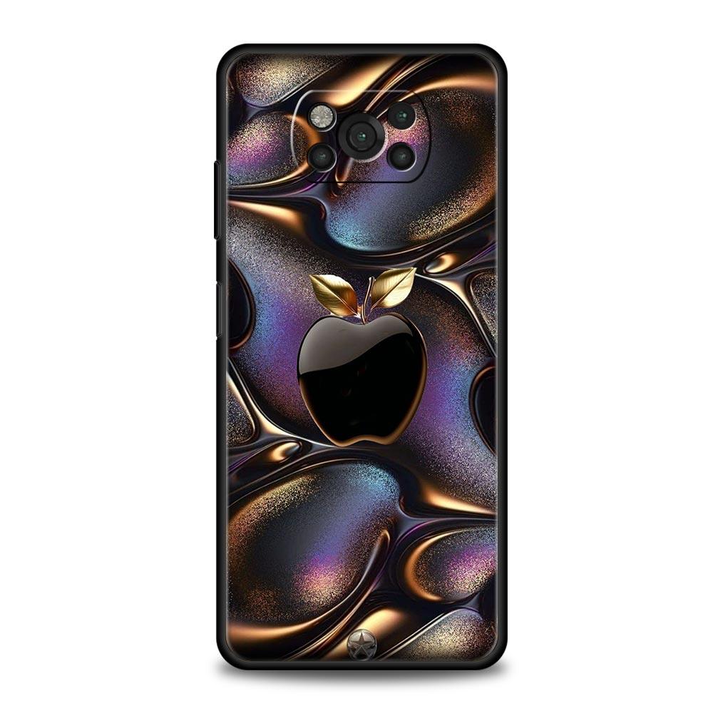 Happy Black Apple Phone Case Cover  for Xiaomi Poco F7 Ultra F6 F5 F4 F3 X6 X5 X4 X3 NFC C51 C55 M4 GT 5G Soft TPU Shell Fundas