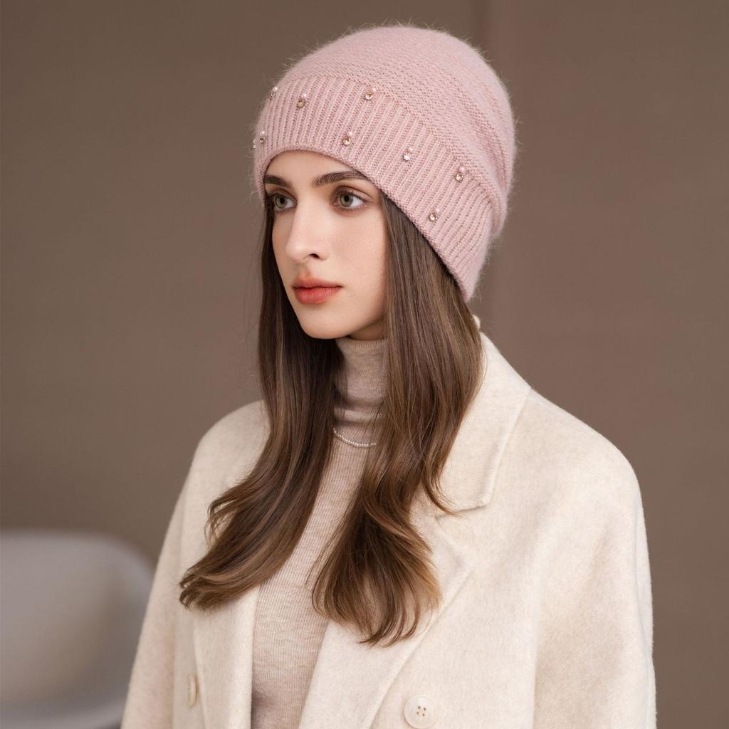 New Colored Diamond Hat Women's Winter Outdoor Fashion Thickened Warm Knitted Hat