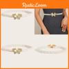 Fashionable Elastic Waistband Women's Pearl Strand Belt Butterfly Clasp Spring Collection