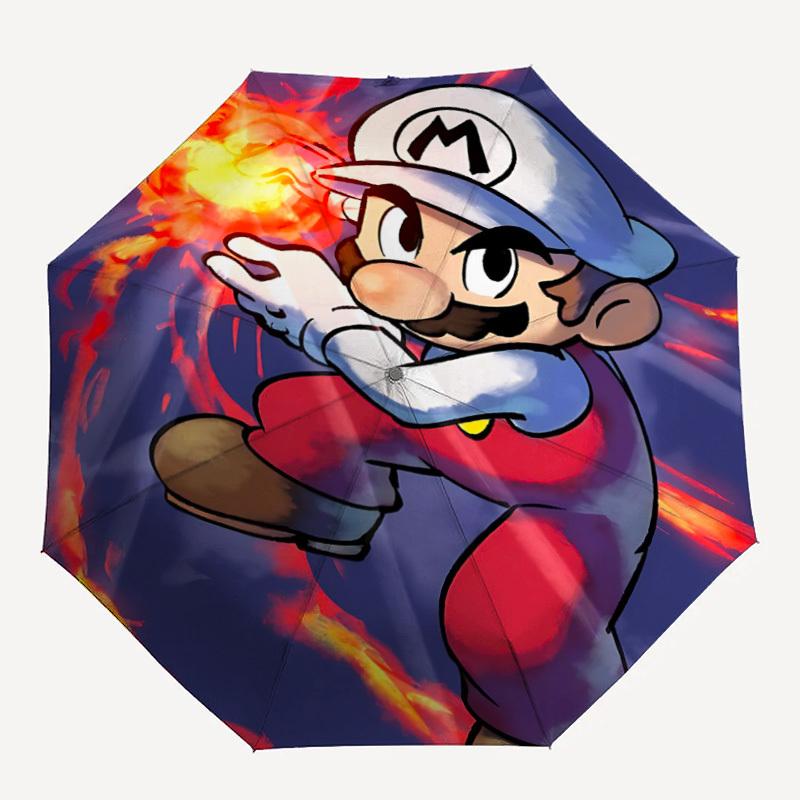 1pc Mario Automatic Folding Umbrella, Automatic Folding Umbrella with 8 Ribs, Convenient for Outdoor Use  040