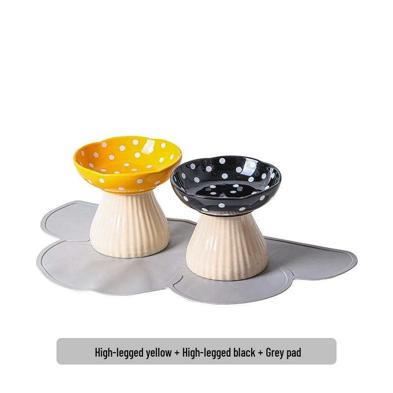 Ceramic Elevated Cat & Dog Bowl - Anti-Tip Design for Cervical Spine Protection - Food & Water Bowl