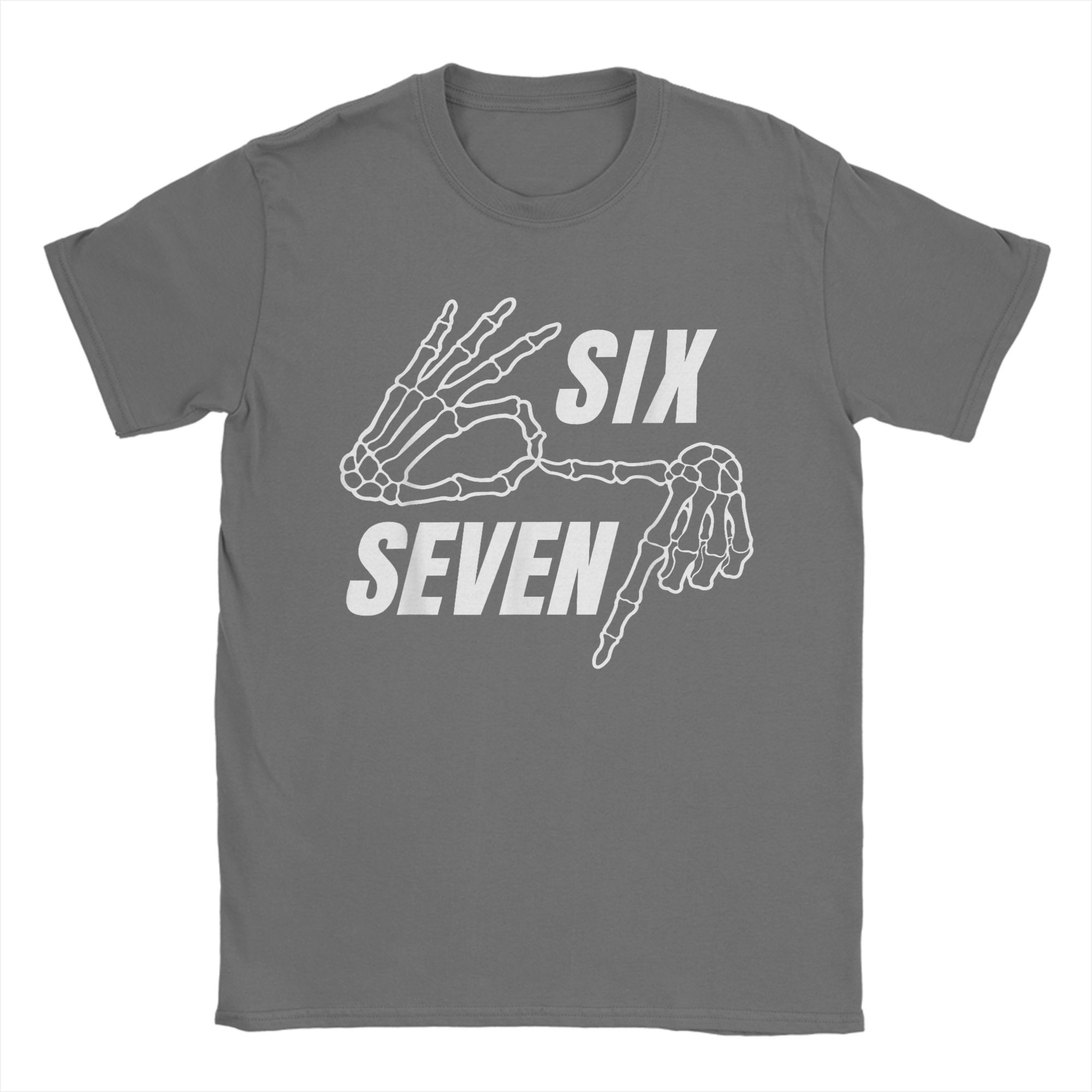 

Six Seven 6 7 Meme Hands Sign T-Shirt Men Funny Skeleton Vintage Cotton Tee Shirt O Neck Short Sleeve T Shirts Adult merchandise 4XL