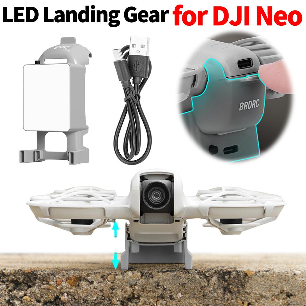 LED Light Landing Gear Luminous Rechargeable Lighted Kickstand Battery Lightweight Protector for DJI Neo Drone Accessories
