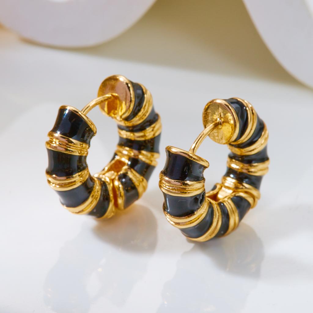 French Romantic Retro Enamel Round Hoop Earrings Colorful Dripping Oil Huggies For Women Elegant Party Jewelry