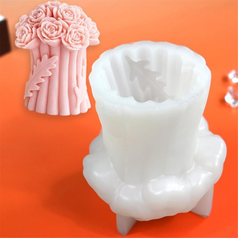 Blumenbaum Silikonform 3D Rosenstrauß Kerzenformen Ornamente Formen Valentinstagsformen für Heimdekorationen