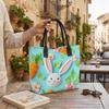 Easter Bunny Canvas Tote Bag Casual Shopping Shoulder Handbag for Daily Use