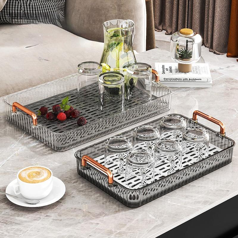 Vassoio da tè in stile maniglia per casa e cucina, vassoio da portata portatile per tavolo da tè Chaban, vassoio decorativo in plastica