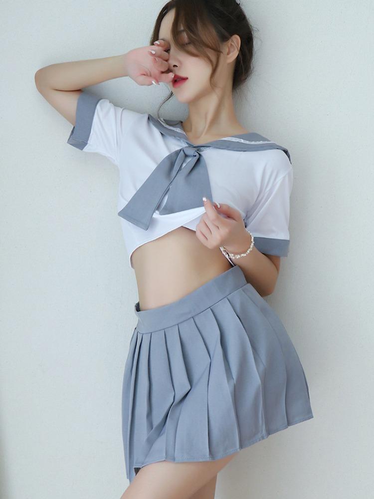 Plus Student Erotic Costumes Plaid Tie Cosplay Transparent Outfit Fetish Sexy Lingerie For Babydoll Role Play Exotic Sence