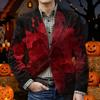Men's Halloween Print Corduroy Warm Blazer Jacket with Pockets Casual Suit Coat Button Front Long Sleeve Outerwear