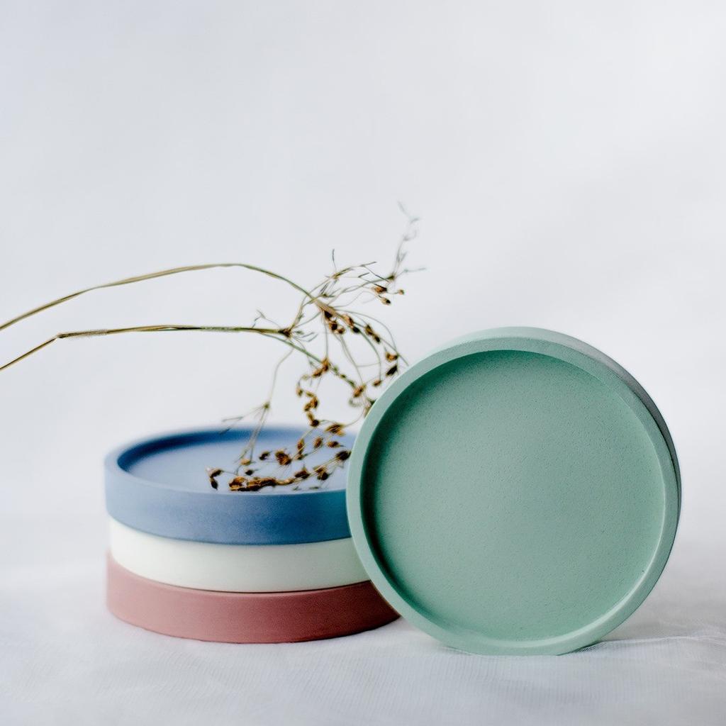 Round Gypsum Tray Silicone Molds Terrazzo Concrete Coaster Cement Pallet Epoxy Resin Molds DIY Jewelry Dish Home Ornament Moulds