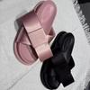 2025 Summer Butterfly-knot Slippers Sweet Pink Round Toe Pull-on Thick-sole Bow Flip Flops Women's Outdoor Dress Shoes