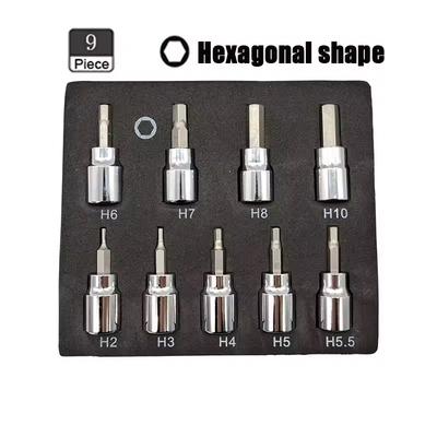 Set de Chei Tubulare Hexagonale de 3/8 Inch Chei Allen Robuste Chei Tubulare Hexagonale Profesionale cu Acționare de 3/8 inch Kit de Scule Metrice Set Durabil de Chei Tubulare de Impact