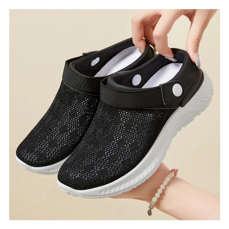 2025 Summer New Women's Shoes Fashion Casual Breathable Mesh Slippers Shoes A Slip-on Half Support Shoes Women's Shoes