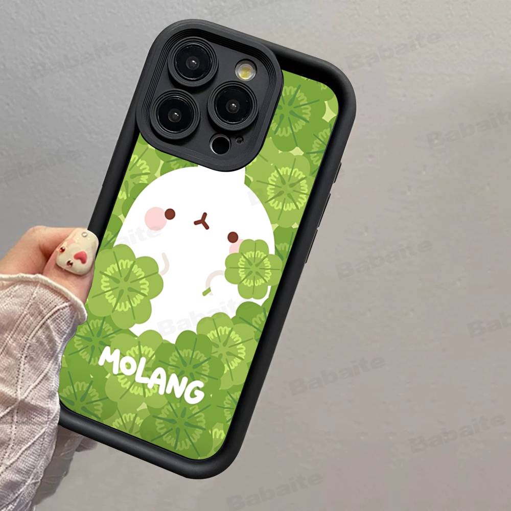 Kawaii Cute Rabbit M-MolangS Anime Silicone Soft Phone Case For IPhone 17 16 15 14 Plus 13 12 Mini 11 Black Cover
