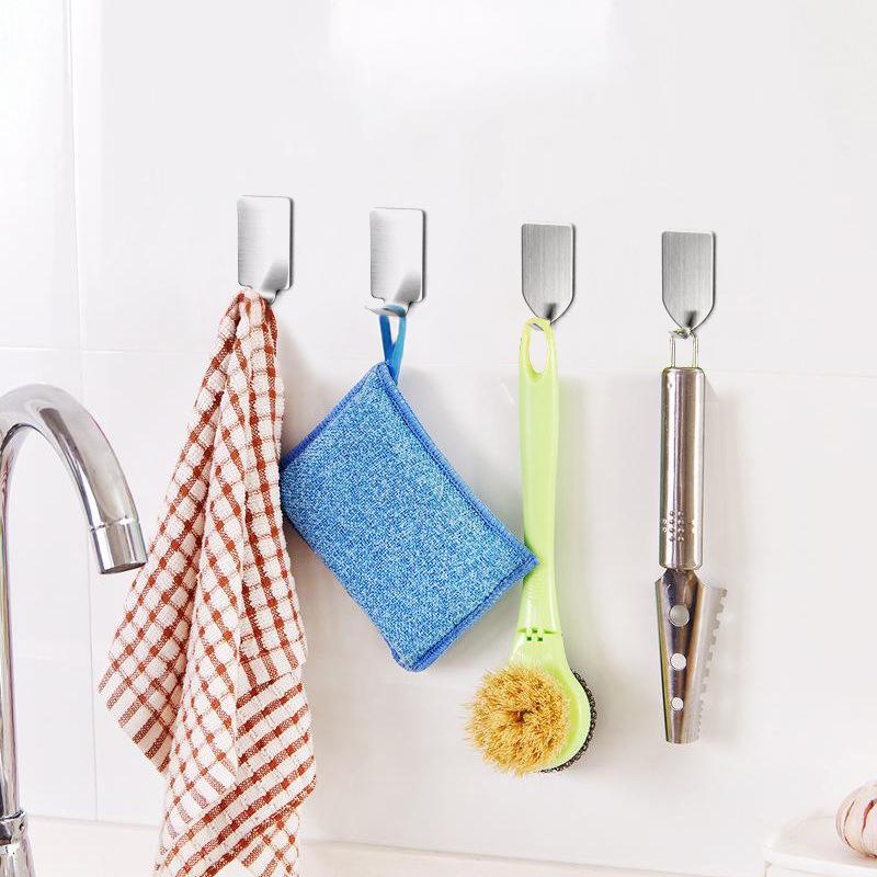 Self-Adhesive Hook Stainless Steel Heavy-Duty Wall Hook Bathroom Storage Towel Rack Multifunctional Kitchen Rack