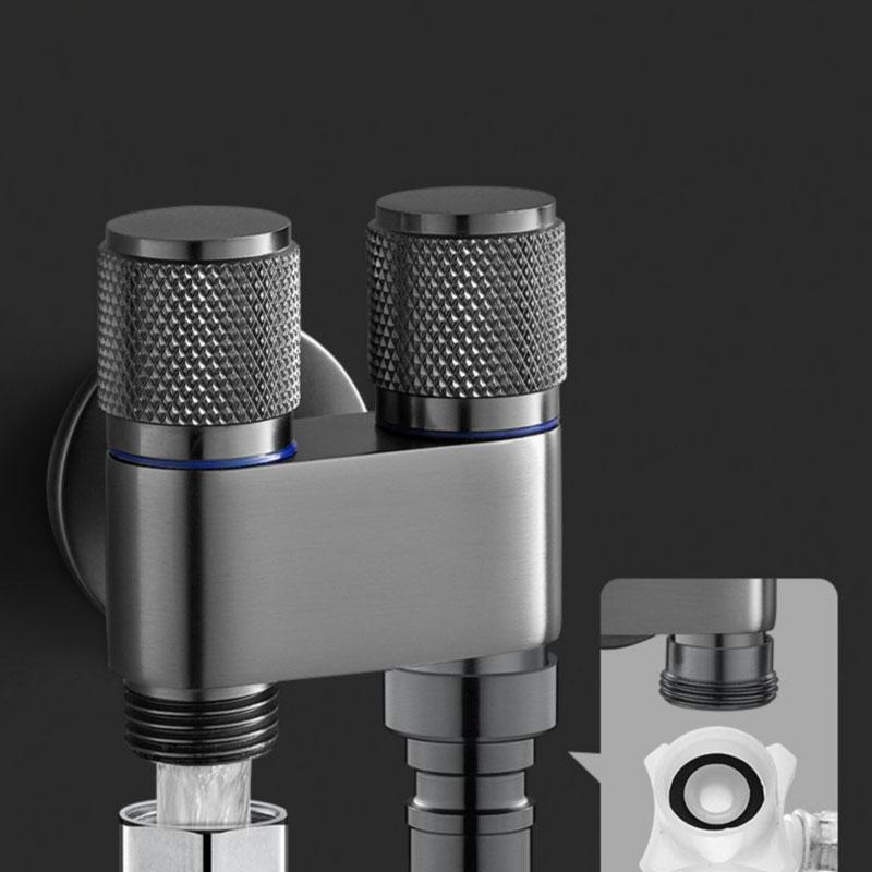 G1/2 1 In Två Ut Dubbelkontroll Tvättmaskinskran Toalett Vinkelventil Tvättmaskin Toalett Stoppventil Badrumsdelar