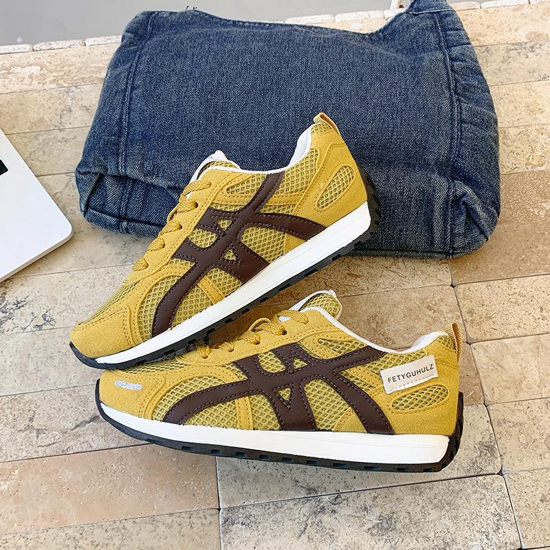 Foreign trade European goods 2025 summer new versatile mesh casual sports shoes women's heightening thick-soled lace-up jogging dad