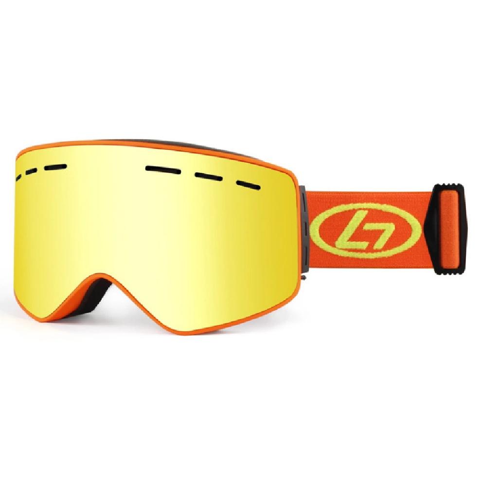 

European and American double-layer polarized anti-fog cylindrical ski goggles set Outdoor Mountaineering UV Protection Wind and Snow Goggles Orange frame+Gold piece