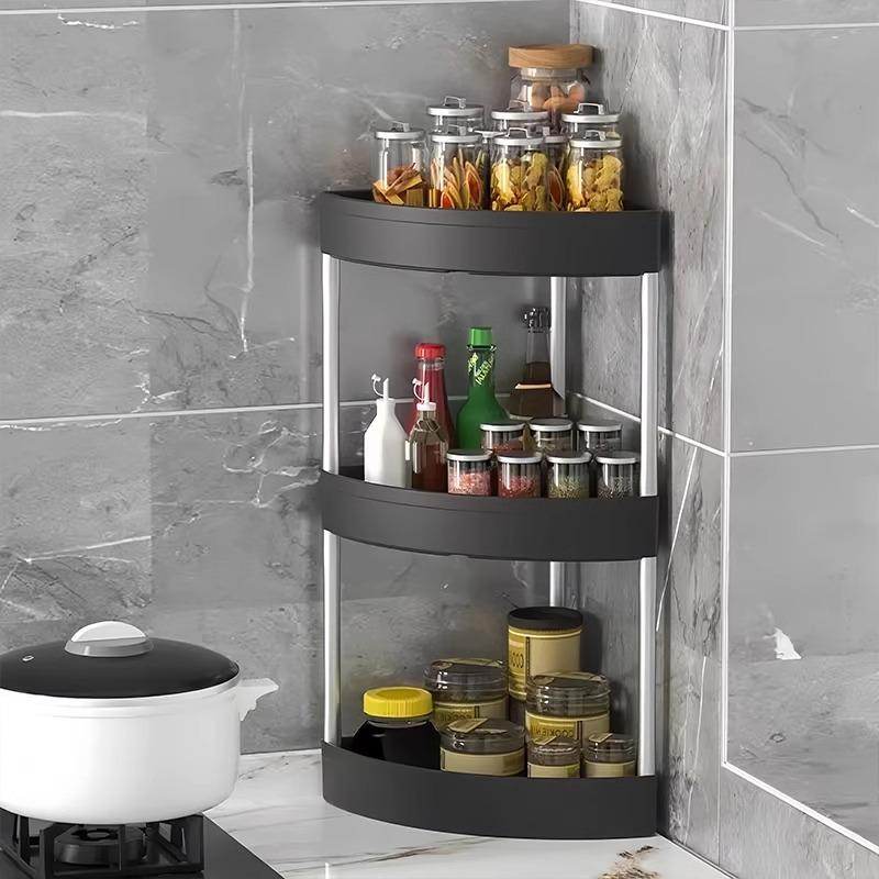 Scaffale angolare a triangolo per piano cucina per bottiglie di condimenti