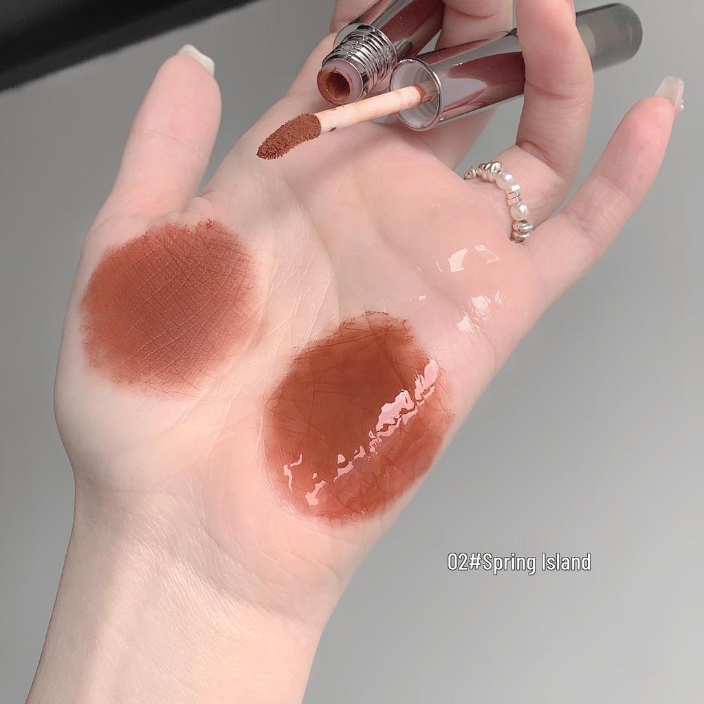 Dual-Effect Double-Headed Lip Glaze: Plump, Low-Saturation Pink Nude with Whitening Mirror Finish