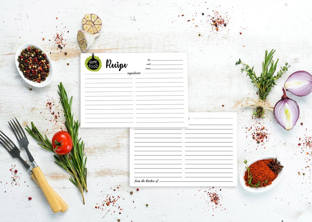 Inkdotpot 4x6 Inch Recipe Cards (Set of 50) , Thick Double Sided Premium Card Stock- Modern Style White Recipe Notecards