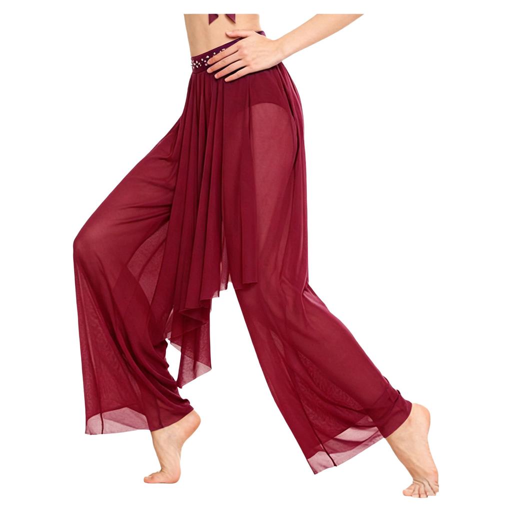 Abbigliamento da Danza da Donna Crop Top Asimmetrico con Strato Superiore e Strass, Monospalla in Rete Arricciata, con Pantaloncini Integrati per Performance Lirica