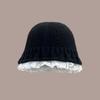 1PC Knitted Slimming Hat Oversized Fisherman Hat Fashionable Lace Elegant Trimmed Korean Bucket Warm 53-60cm