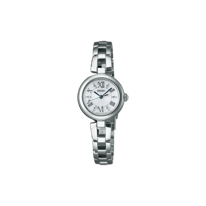 SEIKO SELECTION series Roman numeral scale pink solar Quartz Steel Strap women s watch white dial SWFA151 серебряный