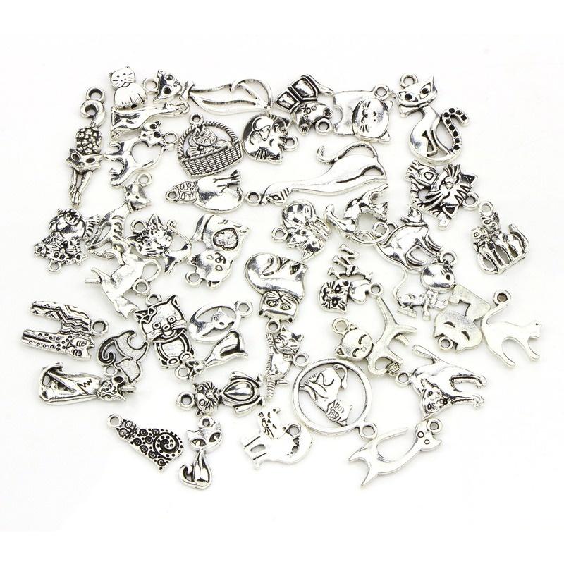 20pcs Vintage Metal Mixed Random Cat Charms Animal Pendants For Jewelry Making Diy Handmade Jewelry