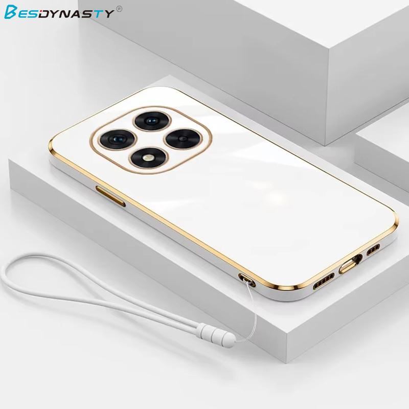 Lanyard Glossy Plated Phone Case For Xiaomi Redmi Note 14 14Pro 13 12 11S 10 14C 13C POCO X7 X6 Pro M5S Silicone Protector Cover
