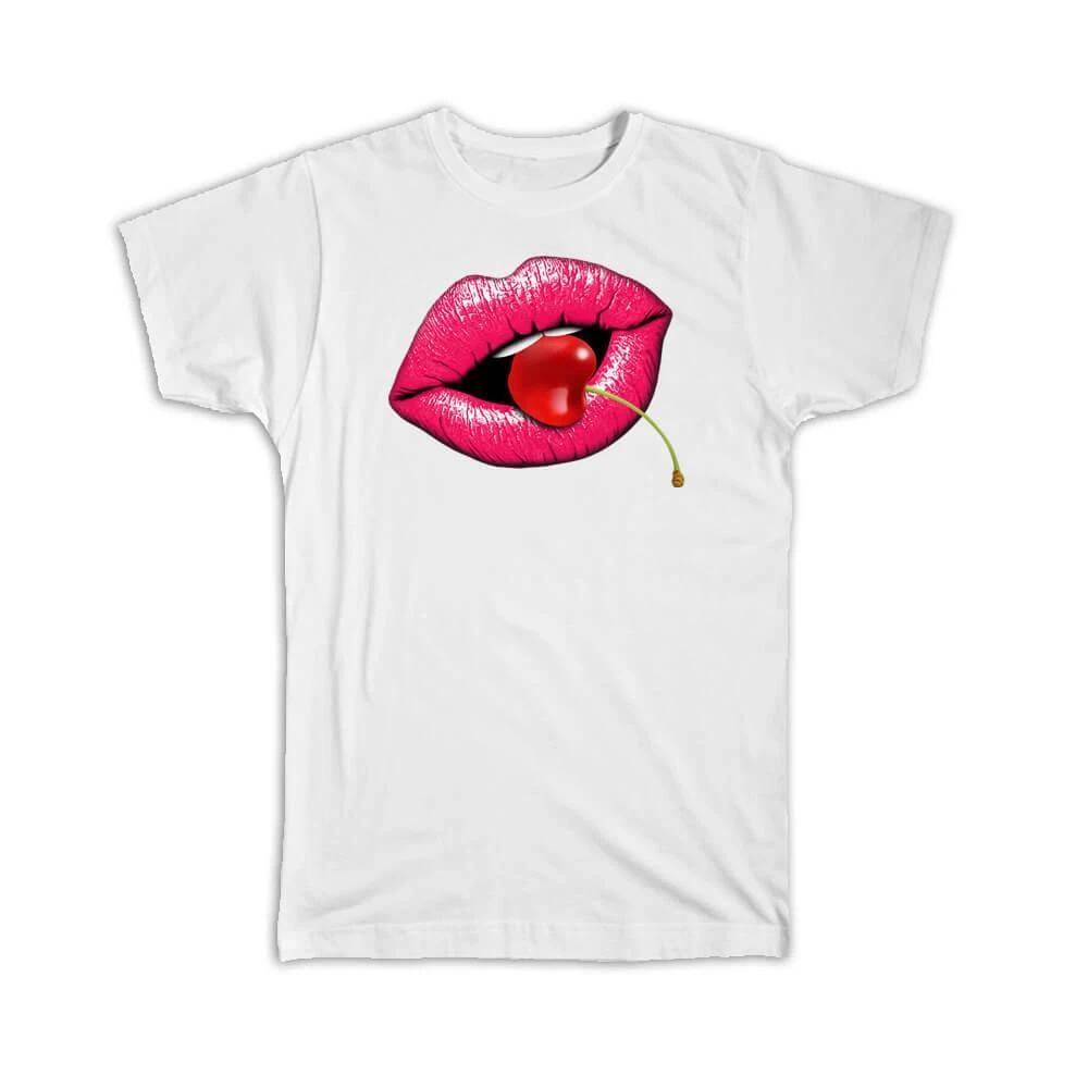 Gift T-Shirt : Cherry Lips Mouth Vintage Retro Poster Berry Sexy Romantic S