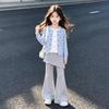Moonkids Girls' 2026 Autumn Knitted Sweater and Flare Pants Set