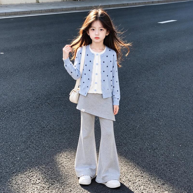 Moonkids Girls' 2026 Autumn Knitted Sweater and Flare Pants Set