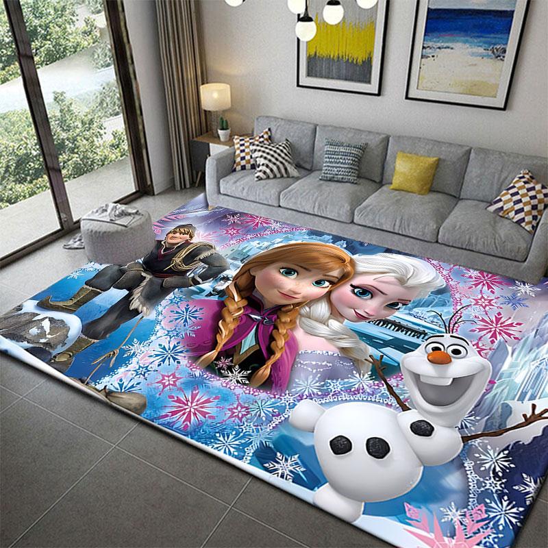 Elsa Queen cartoon pattern rug, Frozen theme, suitable for home, bedroom, bedside rug, and bathroom mat.
