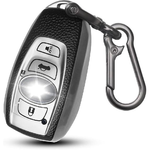 QBUC for Subaru Key Fob Cover Case with Keychain,Car Key Holder fit for Subaru Crosstrek Forester Outback Ascent Impreza Legacy BRZ WRX Sti 4 Buttons