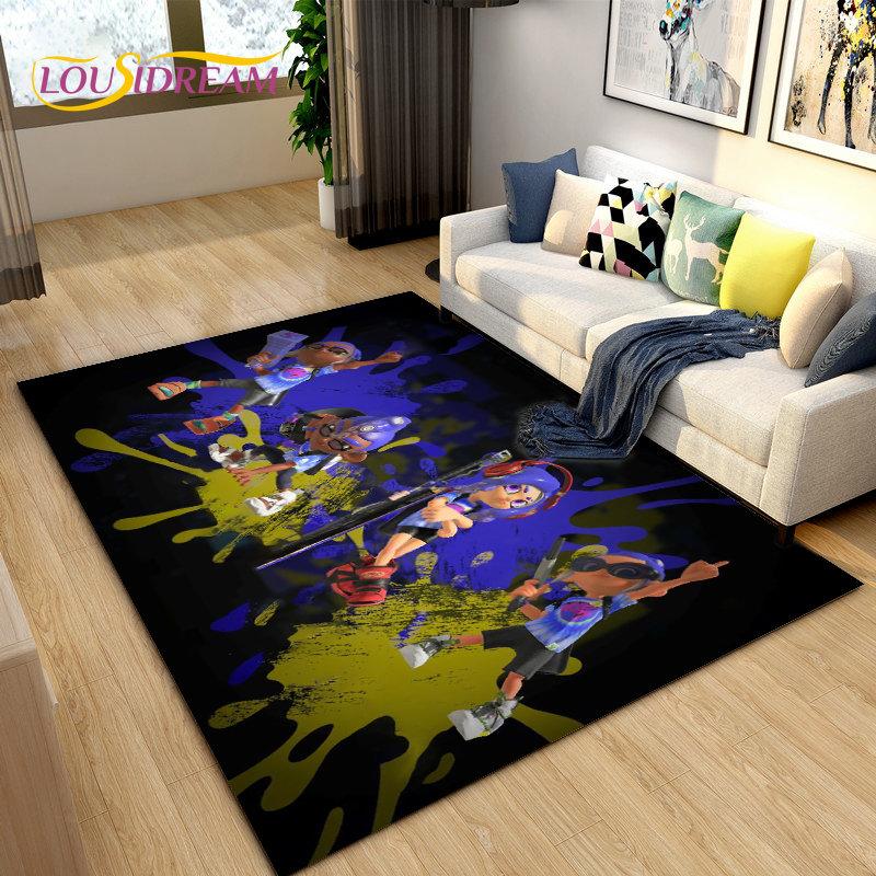 PC Splatoon, Game Gamer Cartoon Bereich Teppich, Teppich Teppich für Wohnzimmer Schlafzimmer Sofa Fußmatte Dekoration, Kinder spielen rutschfeste Bodenmatte